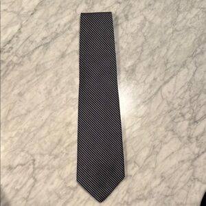 Paul Stuart Black and White Diagonal Striped Tie